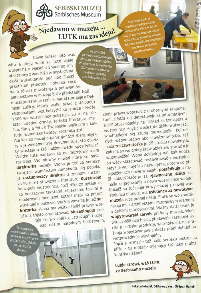 Beitragstext in Sorbisch zum Thema Museumsarbeit mit Fotografien.